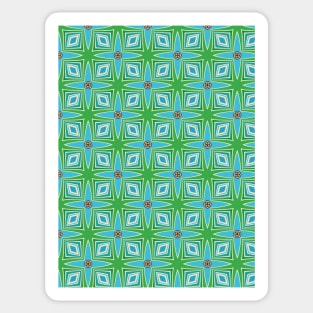 Midcentury style blue and green print Sticker